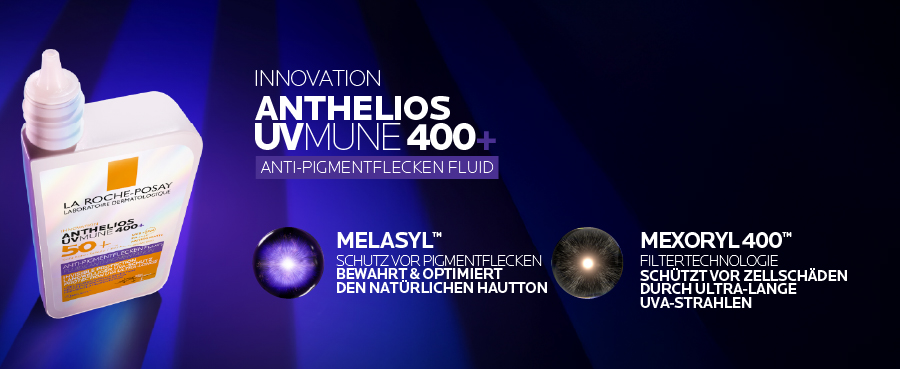 La Roche Posay Anthelios UVmune 400 Fluid und Mela B3 Serum für empfindliche Haut.
